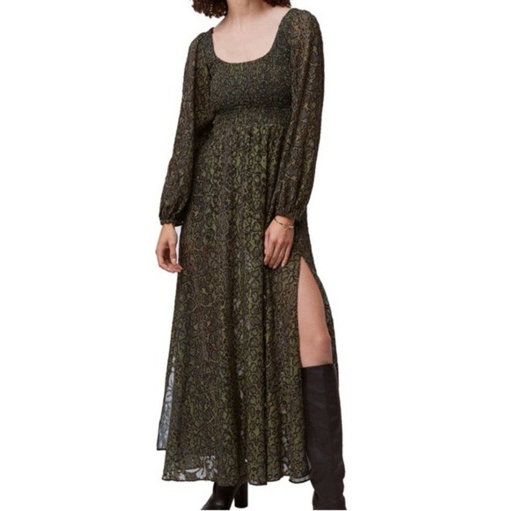French Connection Size 6 Snake Print Smocked Maxi Dress Whimsigoth Witchey